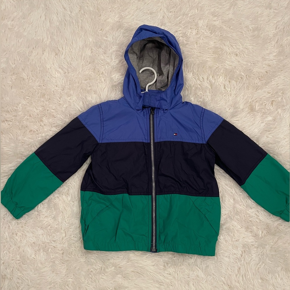 Tommy Hilfiger Colorblock Windbreaker Jacket – Boys Size 4T (Blue/Green/Navy)